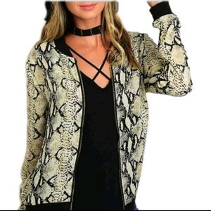 WAYF Snake Skin Print Lightweight Zip Front Jacket Size Small